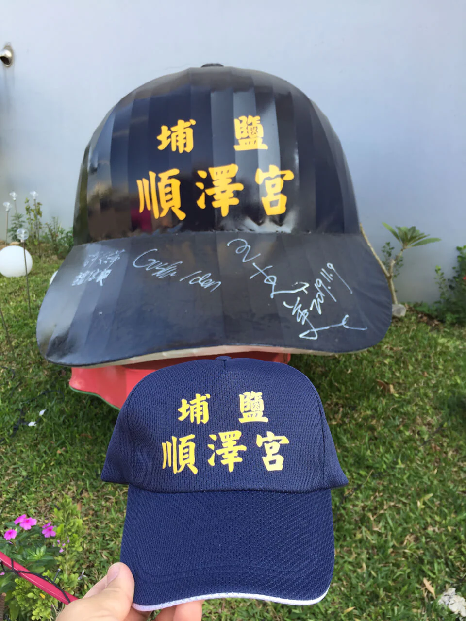 installation art with hat