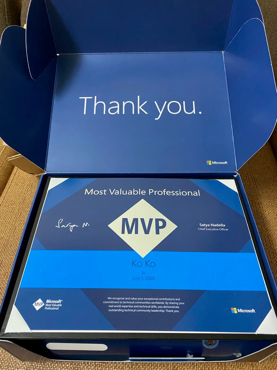 Ko Ko Microsoft MVP Award Unboxing